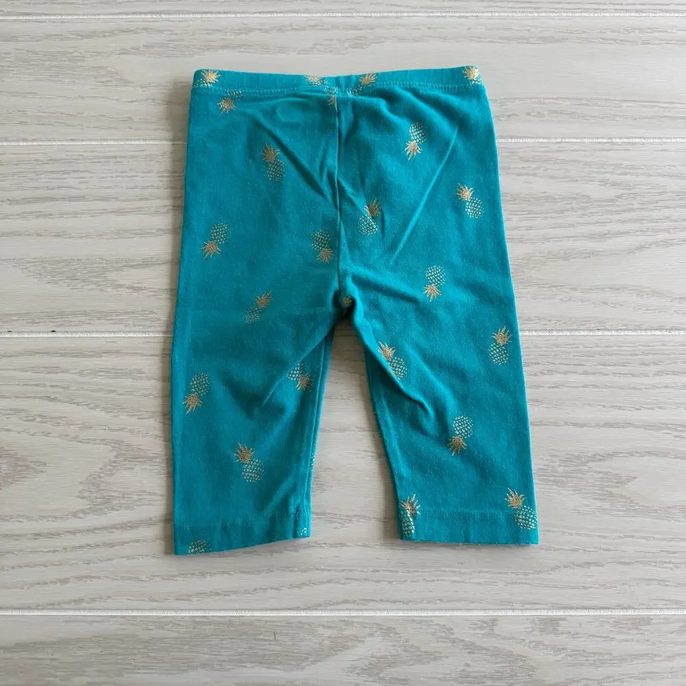 Old Navy Baby Girl Teal Pineapple Capri Leggings – Size 18–24M